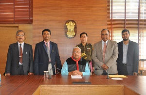The Governor of Arunachal Pradesh Shri PB Acharya with representatives of Higher Education in the Gyatri Hall at Raj Bhavan Itanagar on 2nd  February� 2017.